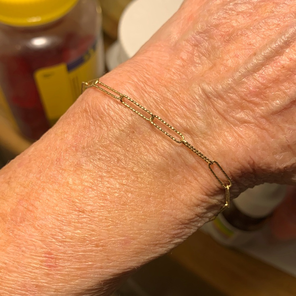 Solid 14 K. Paper Clip Bracelet - image 2